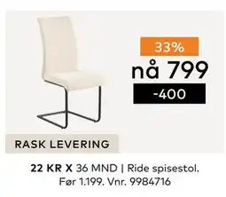 Skeidar Ride spisestol, NOK 799 tilbud