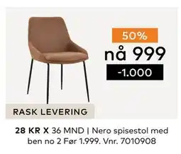 Skeidar Nero spisestol med ben no 2, NOK 999 tilbud