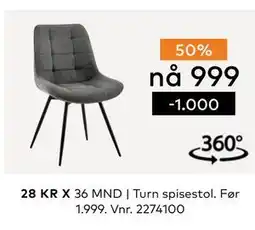 Skeidar Turn spisestol, NOK 999 tilbud