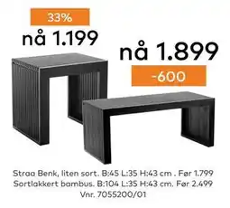 Skeidar Sortlakkert bambus, NOK 1899 tilbud