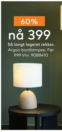 Skeidar Argao bordlampee, NOK 399 tilbud