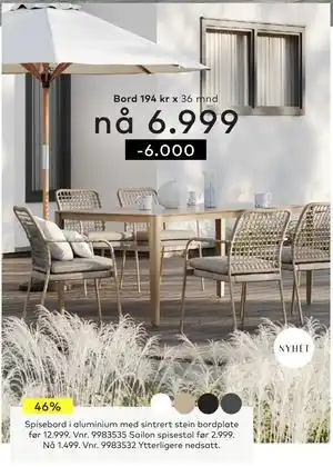 Skeidar Spisebord, NOK 6999 tilbud
