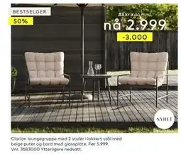 Skeidar Clarion loungegruppe med 2 stoler, NOK 2999 tilbud