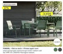 Skeidar Utah spisegruppe med bord og 6 stoler, NOK 4999 tilbud