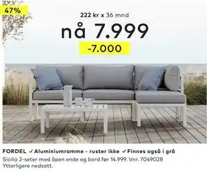 Skeidar Sicilia 2-seter, NOK 7999 tilbud