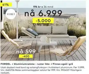 Skeidar Utah daybed med bord, NOK 6999 tilbud