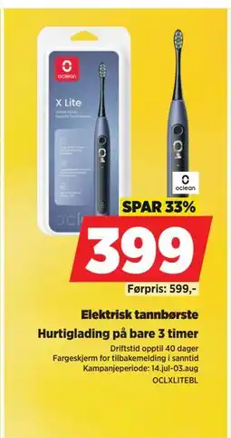 POWER Elektrisk tannbørste, NOK 399 tilbud