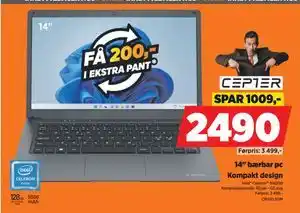 POWER 14 bærbar pc, NOK 2490 tilbud