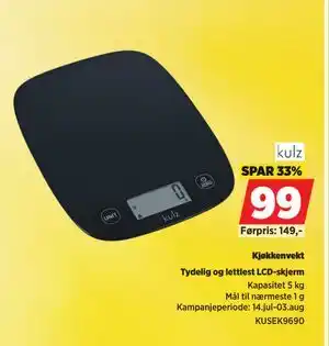 POWER Kjøkkenvekt, NOK 99 tilbud