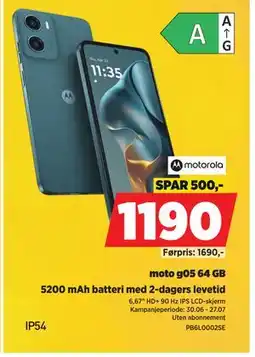 POWER moto g05 64 GB, NOK 1190 tilbud
