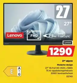 POWER 27 skjerm, NOK 1290 tilbud