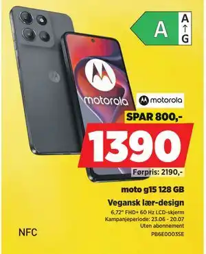 POWER moto g15 128 GB, NOK 1390 tilbud
