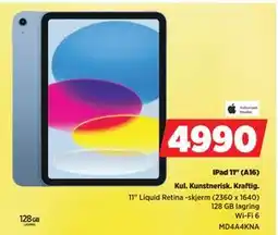 POWER 11 Liquid Retina -skjerm (2360 x 1640) 128 GB lagring Wi-Fi 6 MD4A4KNA, NOK 4990 tilbud