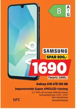 POWER Galaxy A16 LTE 128 GB, NOK 1690 tilbud