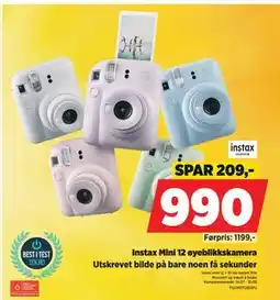 POWER Instax Mini 12 øyeblikkskamera, NOK 990 tilbud