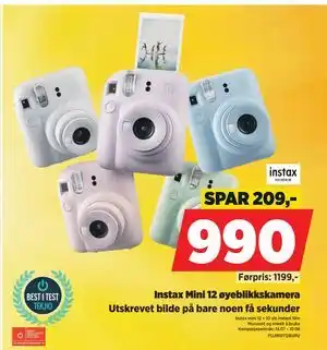POWER Instax Mini 12 øyeblikkskamera, NOK 990 tilbud