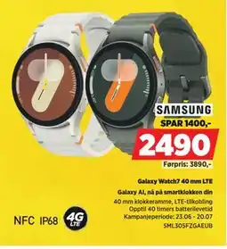 POWER Galaxy Watch7 40 mm LTE, NOK 2490 tilbud