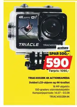 POWER TRIAC4002BK 4K ACTIONKAMERA, NOK 590 tilbud