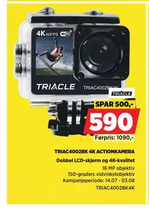 POWER TRIAC4002BK 4K ACTIONKAMERA, NOK 590 tilbud