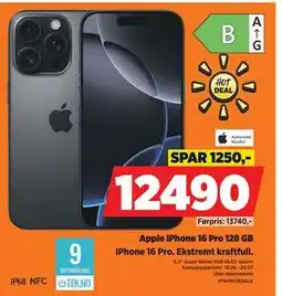 POWER Apple iPhone 16 Pro 128 GB, NOK 12490 tilbud