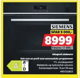 POWER Integrert stekeovn, NOK 8999 tilbud