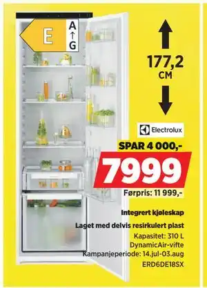 POWER Integrert kjøleskap, NOK 7999 tilbud
