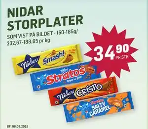 Holdbart Nidar Storplater, NOK 34.9 tilbud