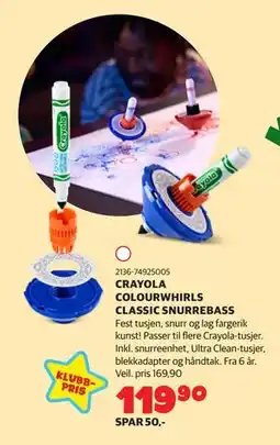 Lekia CRAYOLA COLOURWHIRLS CLASSIC SNURREBASS, NOK 119.9 tilbud