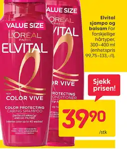 Rusta Elvital sjampo og balsam For tilbud
