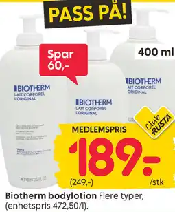 Rusta Biotherm bodylotion Flere typer tilbud