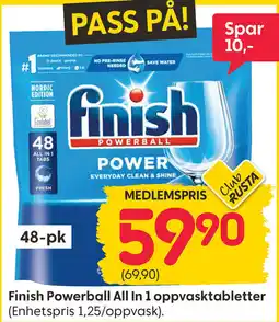 Rusta Finish Powerball All In 1 oppvasktabletter tilbud