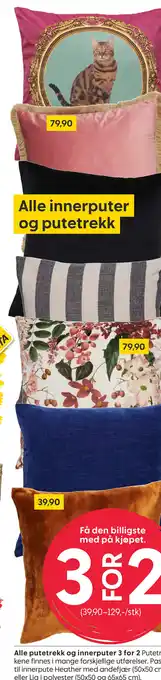 Rusta Alle putetrekk og innerputer 3 for 2 tilbud