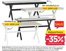 Rusta Bord, Florens tilbud
