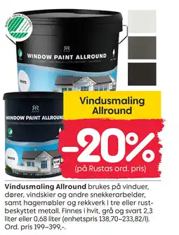 Rusta Vindusmaling Allround tilbud