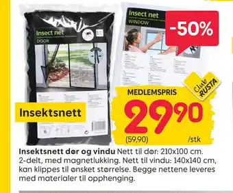 Rusta Insektsnett dør og vindu tilbud