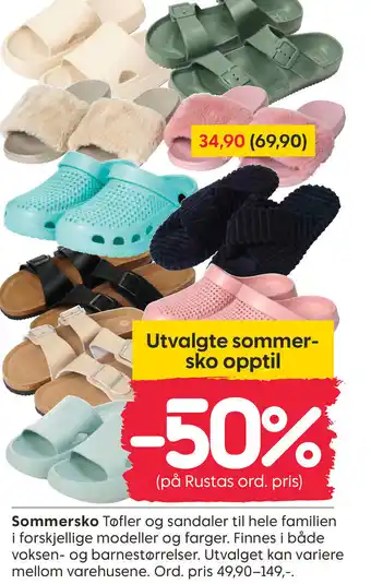 Rusta Sommersko Tøfler og sandaler til hele familien tilbud
