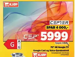 POWER CEPTER 70" 4K Google TV Google Cast og Voice-fjernkontroll tilbud