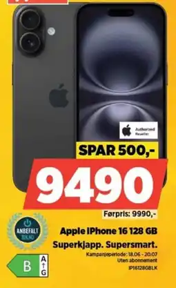 POWER Apple iPhone 16 128 GB Superkjapp. Supersmart. tilbud