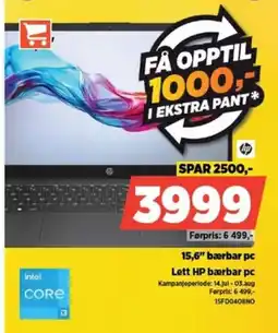 POWER 15,6" bærbar pc Lett HP bærbar pc tilbud