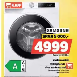 POWER SAMSUNG Vaskemaskin Stillegående stor vaskekapast tilbud