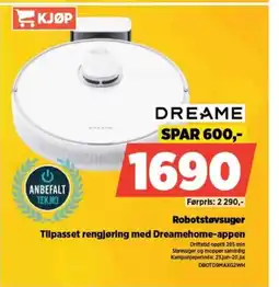 POWER DREAME Robotstøvsuger Tilpasset rengjøring med Dreamehome-appen tilbud