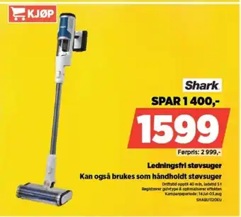 POWER Shark Ledningsfri støvsuger Kan også brukes som håndholdt støvsuger tilbud