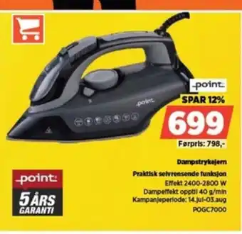 POWER Point Dampstrykejem Praktisk selvrensende funksjon tilbud