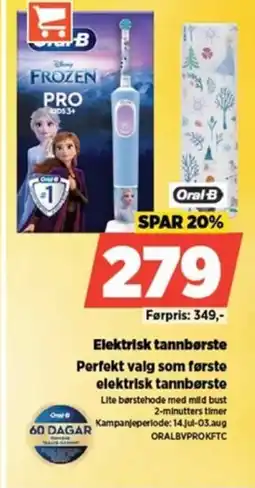 POWER Oral-B Elektrisk tannbørste Perfekt valg som første elektrisk tannbørste tilbud