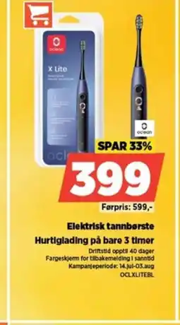 POWER Elektrisk tannbørste Hurtiglading på bare 3 timer tilbud