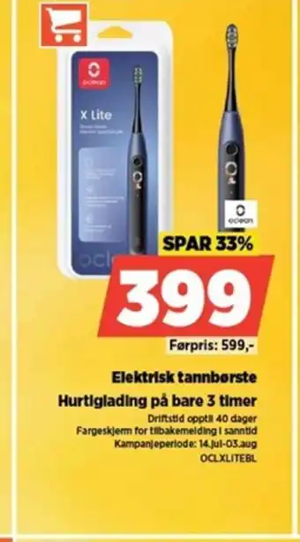 POWER Elektrisk tannbørste Hurtiglading på bare 3 timer tilbud