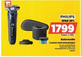 POWER PHILIPS Barbermaskin Leveres med rensestasjon tilbud