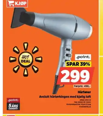 POWER Point hårføner avslutt hårtørkingen med kjølig luft tilbud
