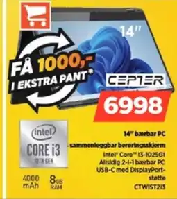 POWER CEPTER 14" bærbar PC sammenleggbar berøringsskjerm I tilbud