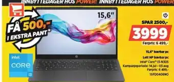 POWER 15,6" bærbar pc Lett HP bærbar pc tilbud